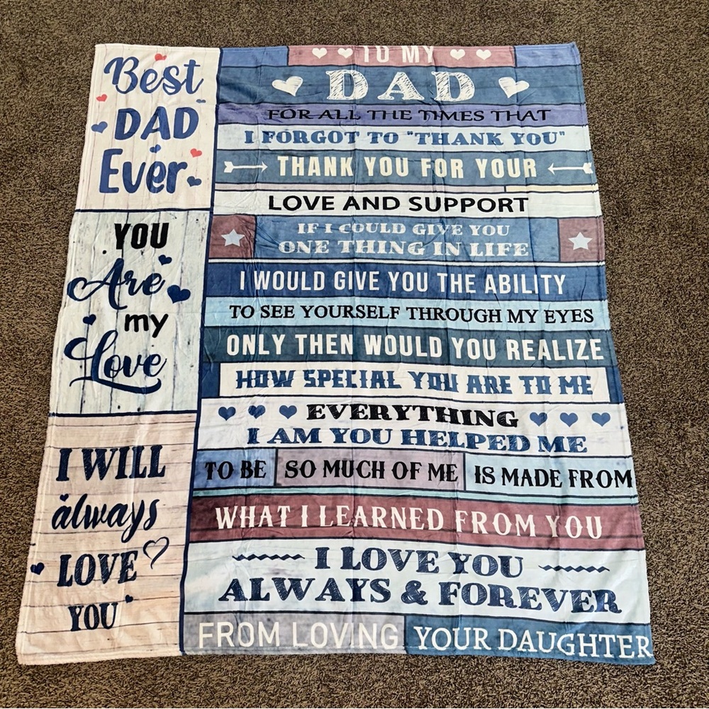 NWOT Colorful Inspirational Dad Blanket